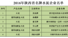 陜西省名牌產品，六家水泥企業上榜