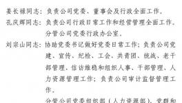 金隅冀東發(fā)布高層主要領(lǐng)導人管理范圍