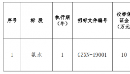 一家公司 2019 年度脱硝氨水 集中招标公告 