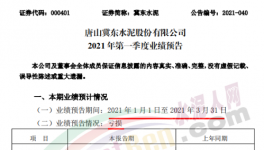 冀東水泥預虧！一季度凈利潤虧損4000–6000萬元！