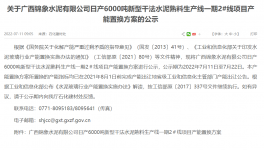 錦象水泥2#線6000t/d產能置換方案公示！